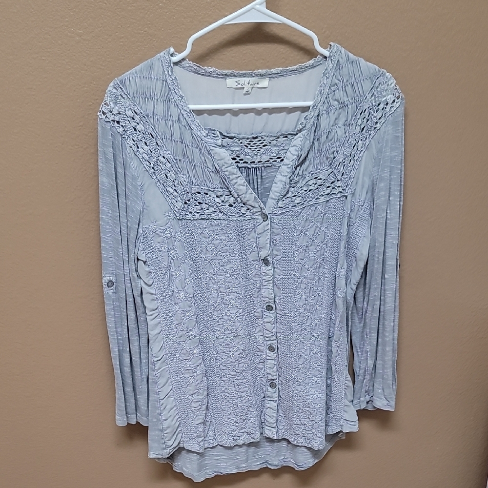 Solitaire Gray Button Down Blouse 🩶